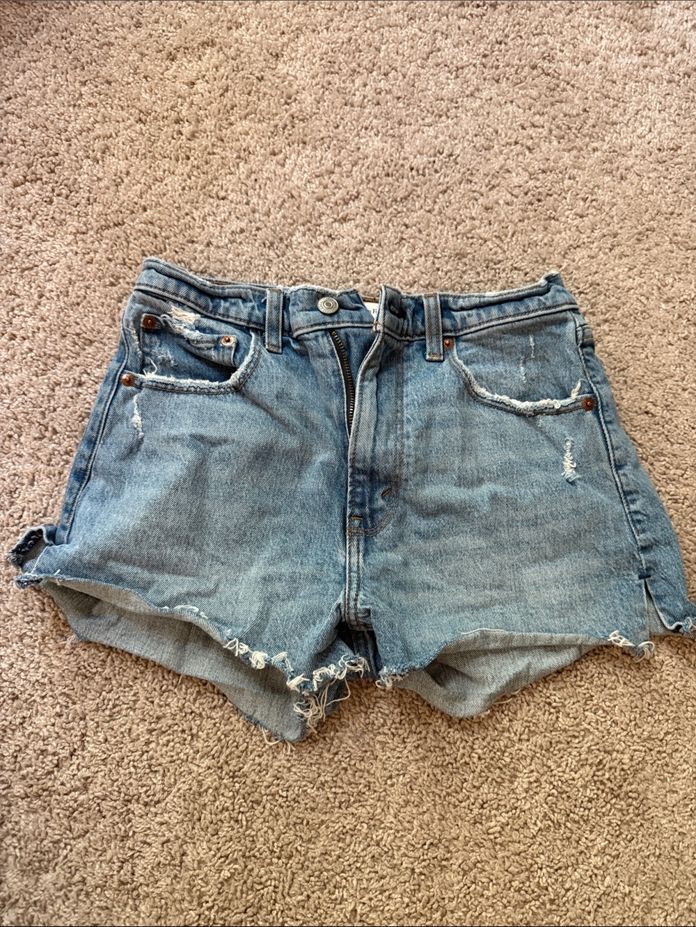 Abercrombie & Fitch Distressed Light Blue Jean Shorts